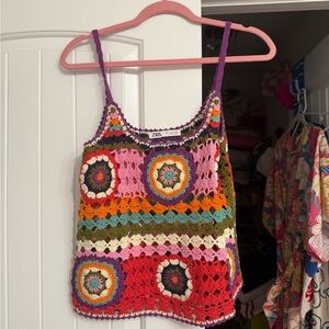 Zara Red and Orange Cropped Graphic Camisole